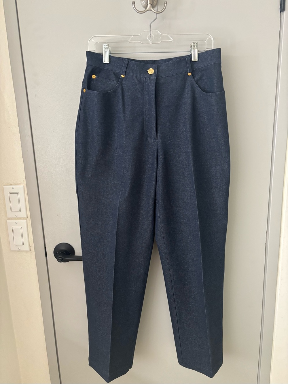 Vintage St. John Sport Marie Gray Size 10 Dark Indigo High Waist Pants